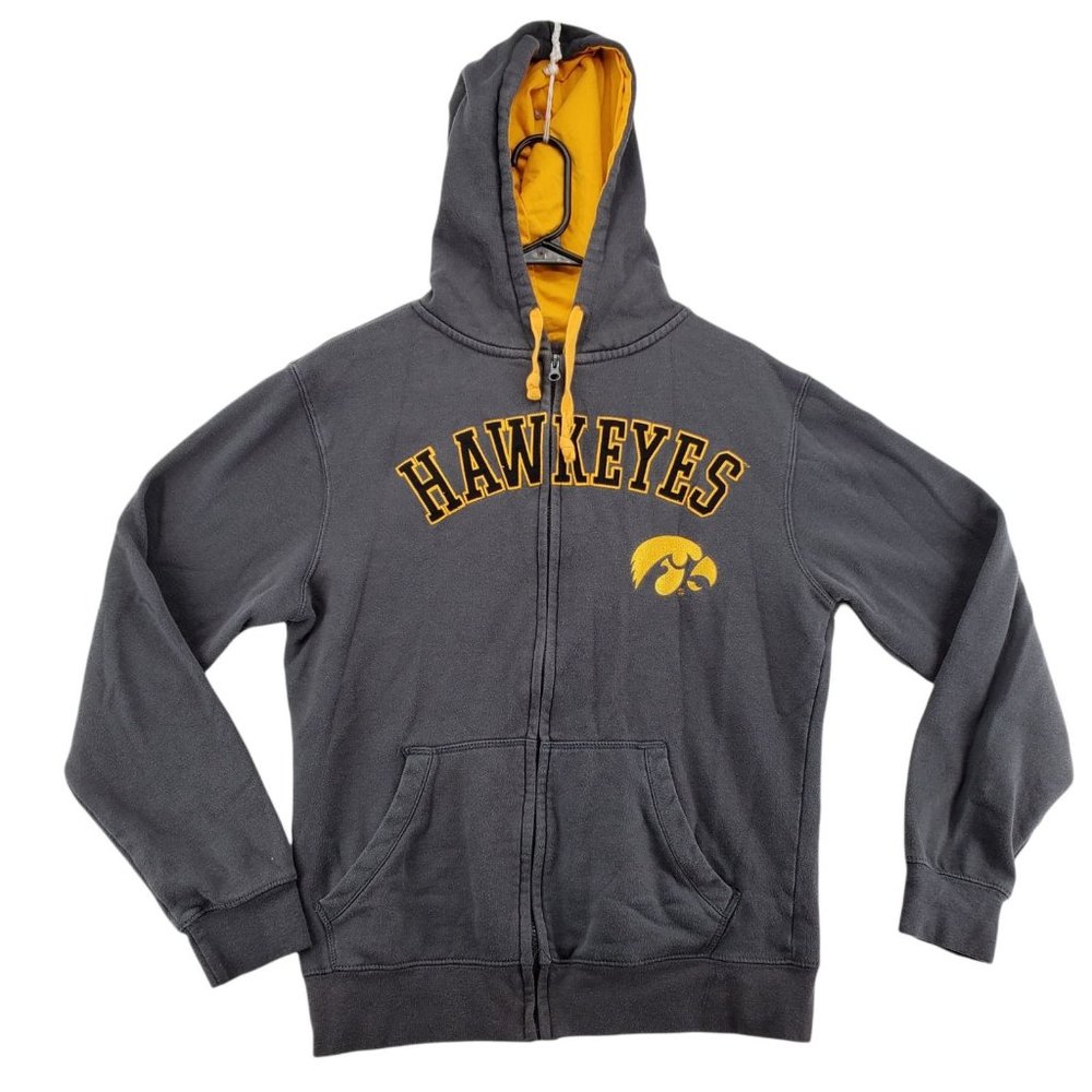 IOWA HAWKEYES Jacket Men's Long Sleeve Hooded Full Zip Sweatshirt Gray Small